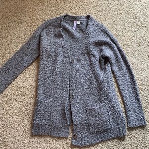 gray textured cardigan